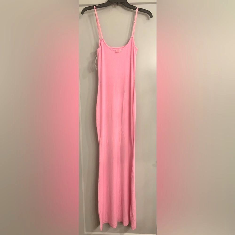 Skims Soft Lounge Long Slip Dress Cotton Candy Pink Size Large Barbiecore - Picture 5 of 13